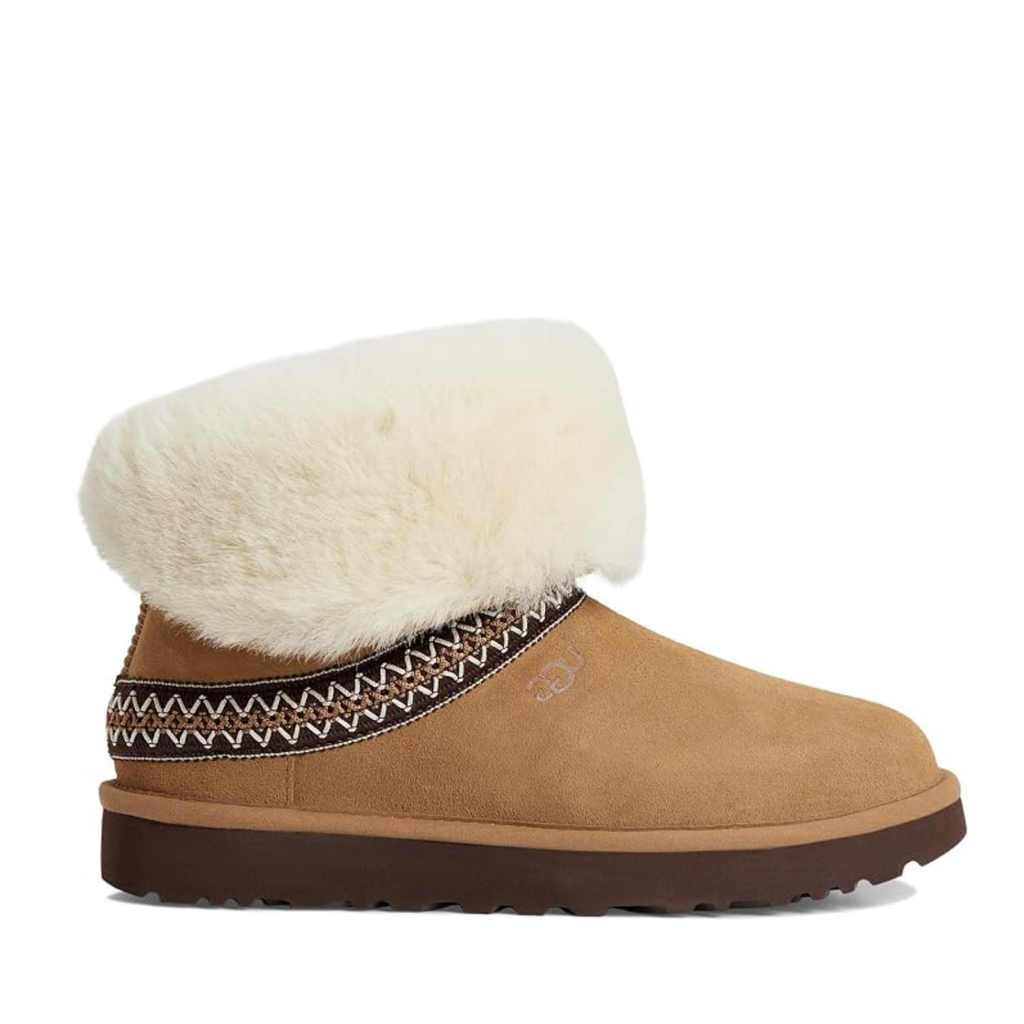 UGG Women's Classic Short Crescent Boot - Chestnut - Twinface Sheepskin, Foldable Shaft