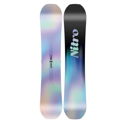 Nitro Girls' Spirit Kids Snowboard - All-Mountain Freestyle Twin Board, Holographic Graphic