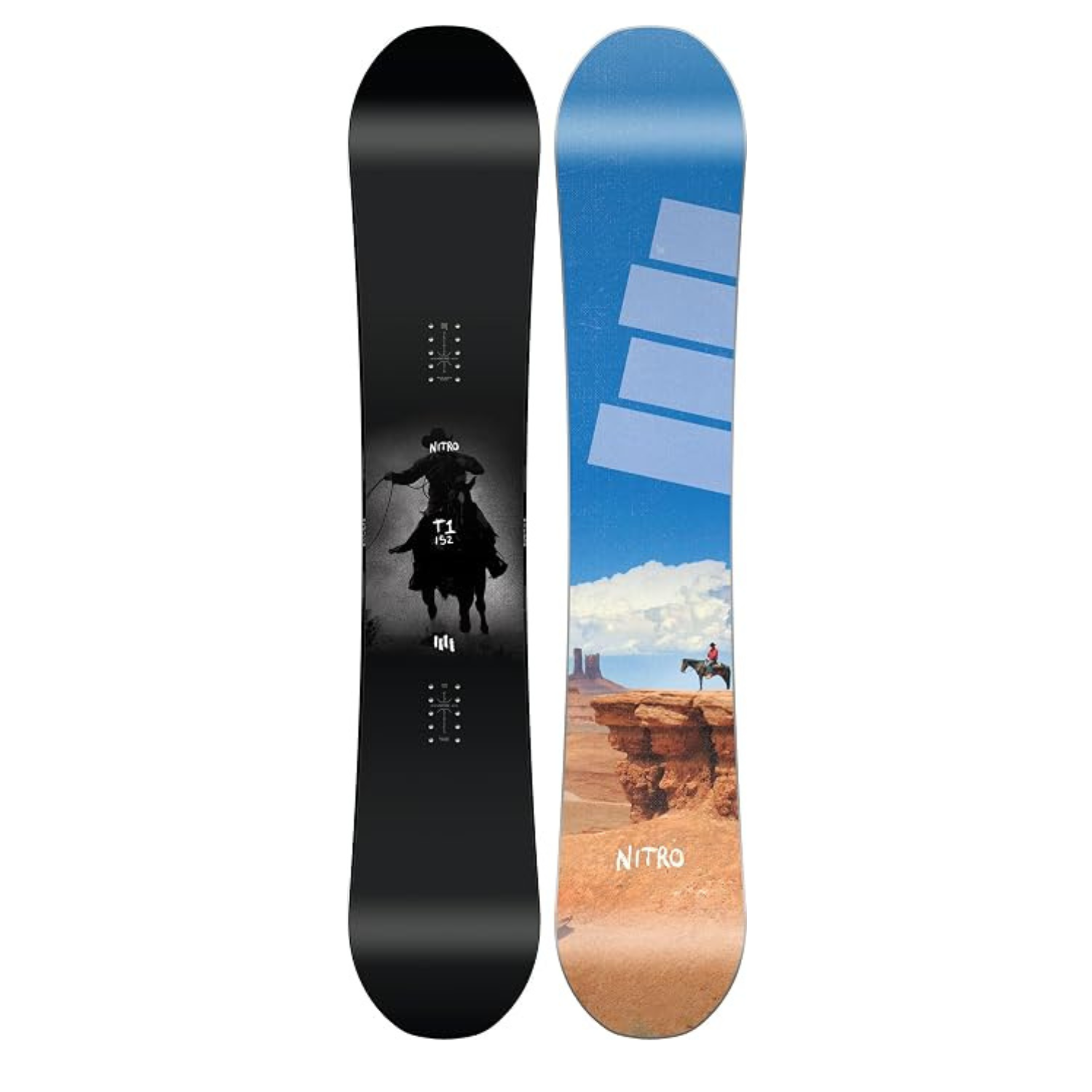 Nitro T1 Snowboard - Freestyle Park Board, Cam-Out Camber, Powercore II