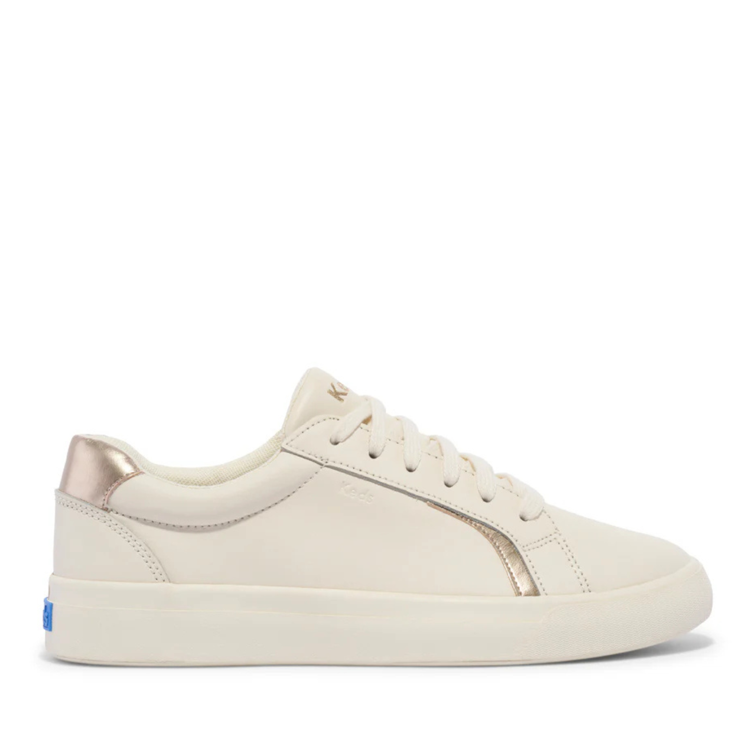 Keds Women's Pursuit Leather Lace-Up Sneaker - Egret/Champagne - Softerra Footbed, Modern Court