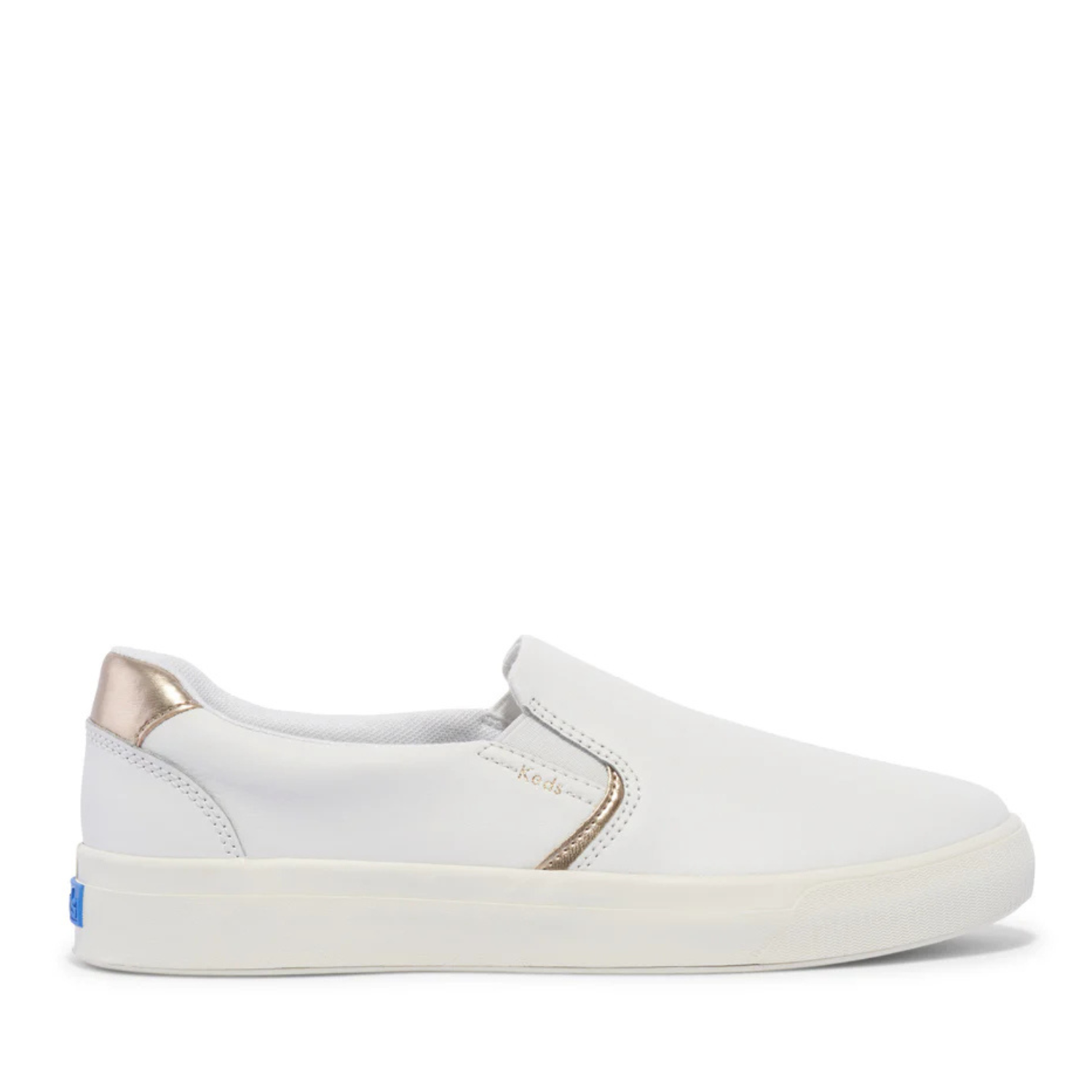 Keds Women's Pursuit Leather Slip-On Sneaker - Egret/Champagne - Softerra Footbed, Modern Court