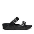 FitFlop Women's Lulu Adjustable Buckle Leather Slide Sandal, All Black