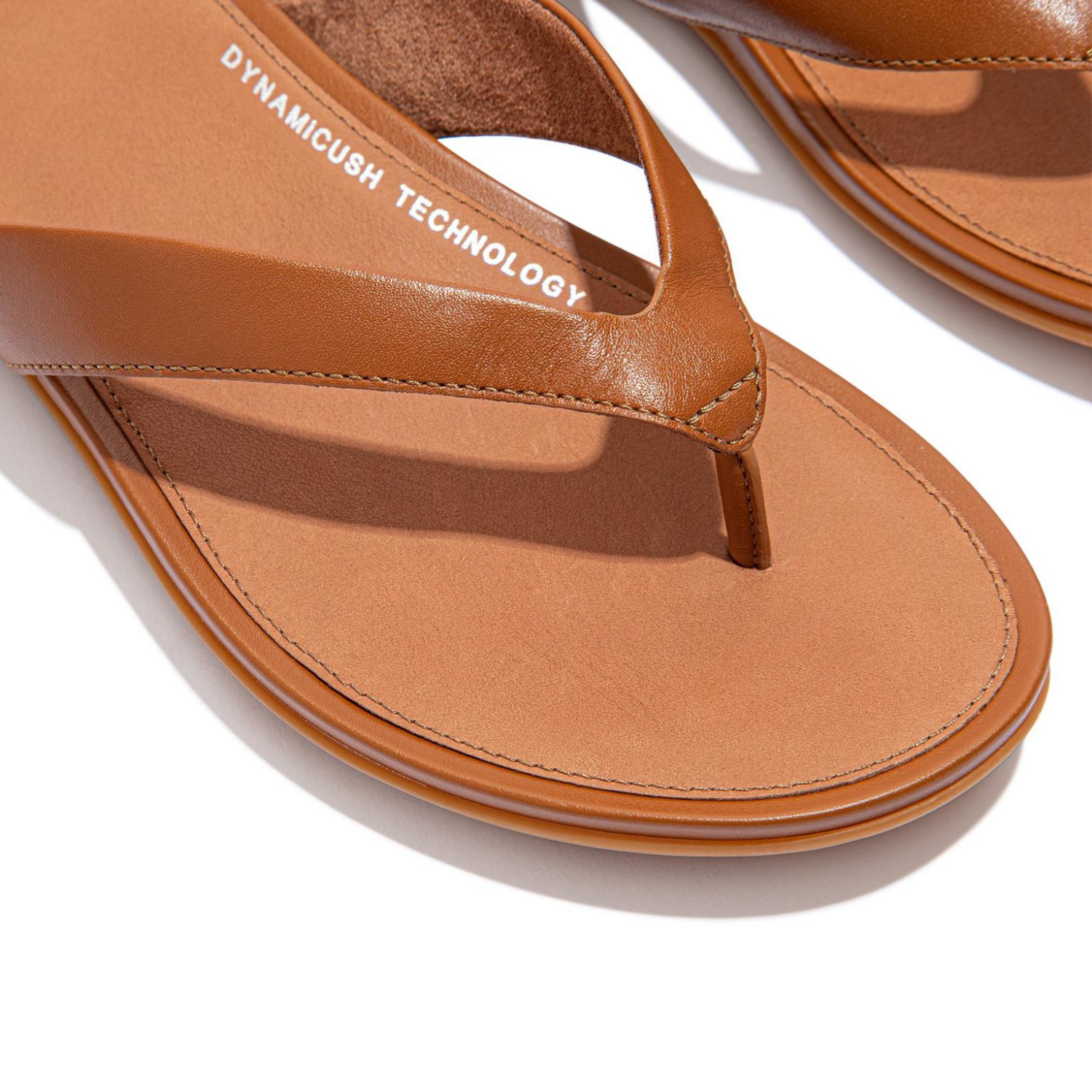 FitFlop Women's Gracie Leather Flip-Flops - Light Tan - Dynamicush Cushioning, Slip-Resistant