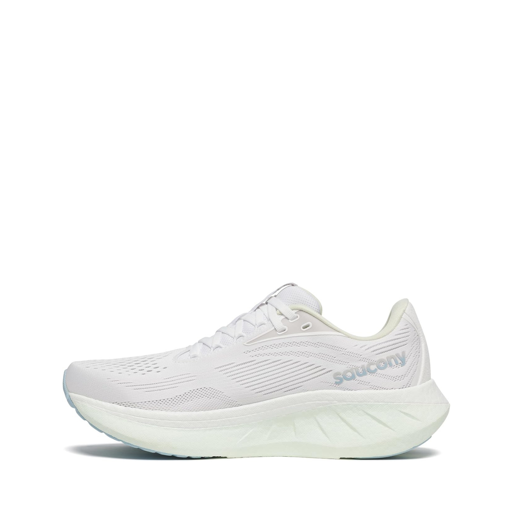 Saucony Women's Ride 18 Running Shoe - White/Lettuce - PWRRUN+ Cushioning, Neutral Daily Trainer