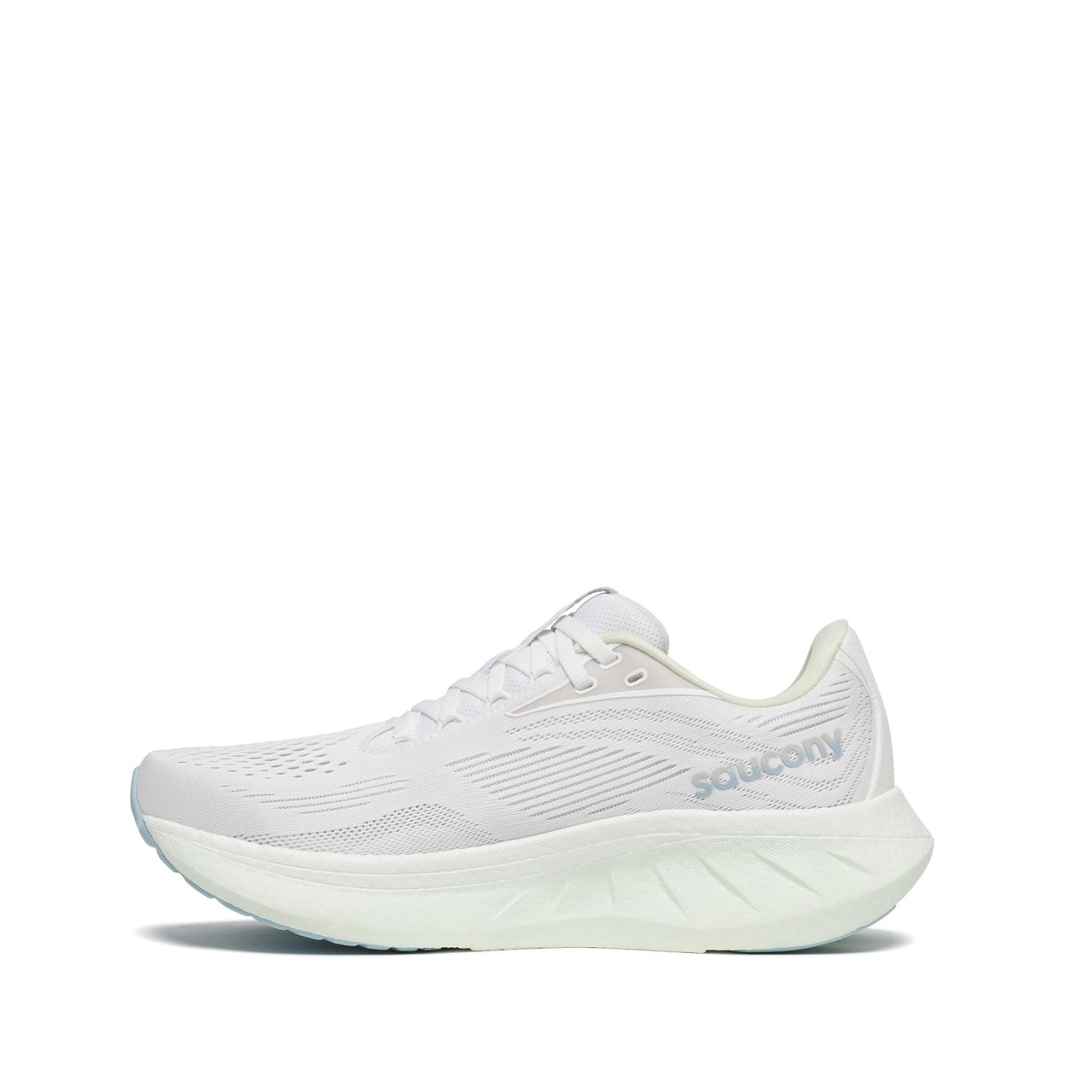 Saucony Women's Ride 18 Running Shoe - White/Lettuce - PWRRUN+ Cushioning, Neutral Daily Trainer