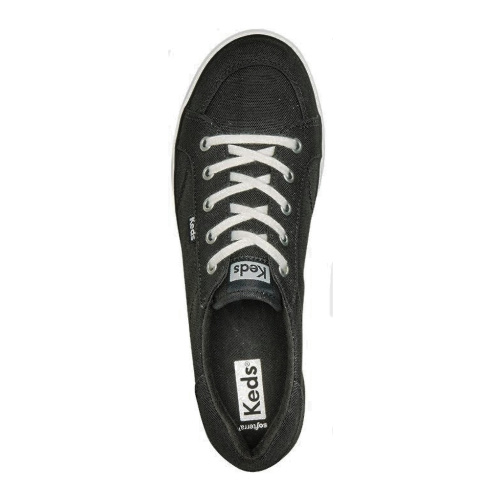 Keds Women's Center III Canvas Sneaker - Black - Lace-Up, Softerra Footbed, Court Style