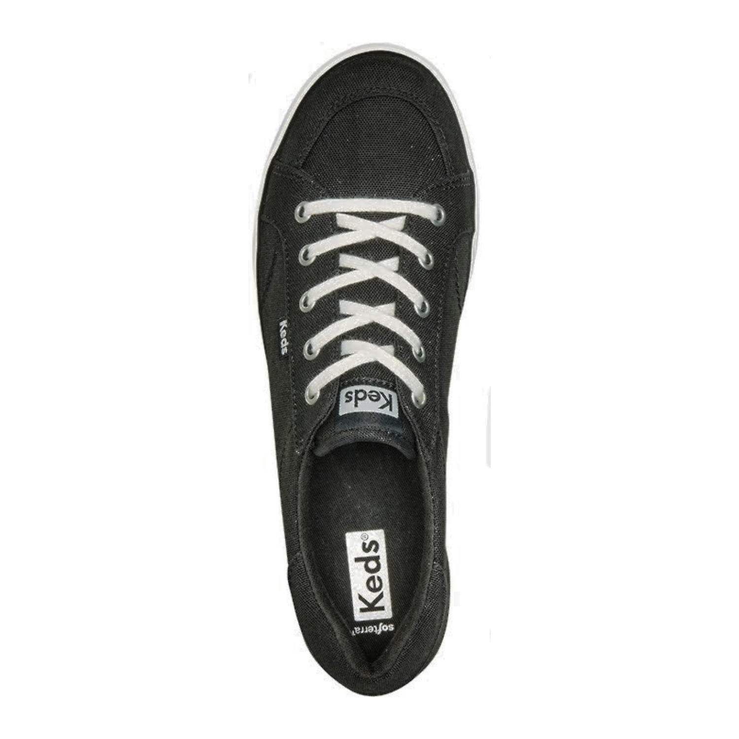 Keds Women's Center III Canvas Sneaker - Black - Lace-Up, Softerra Footbed, Court Style