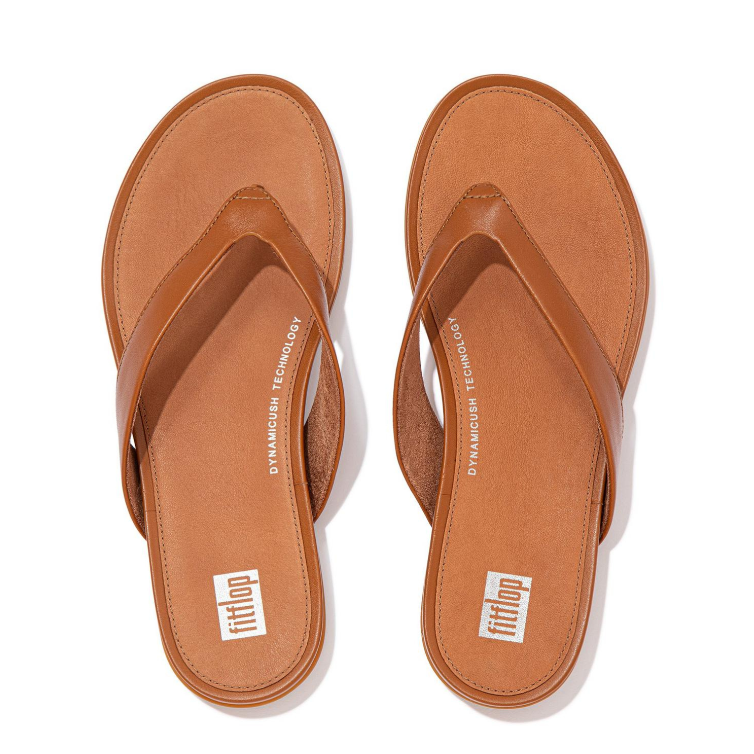 FitFlop Women's Gracie Leather Flip-Flops - Light Tan - Dynamicush Cushioning, Slip-Resistant