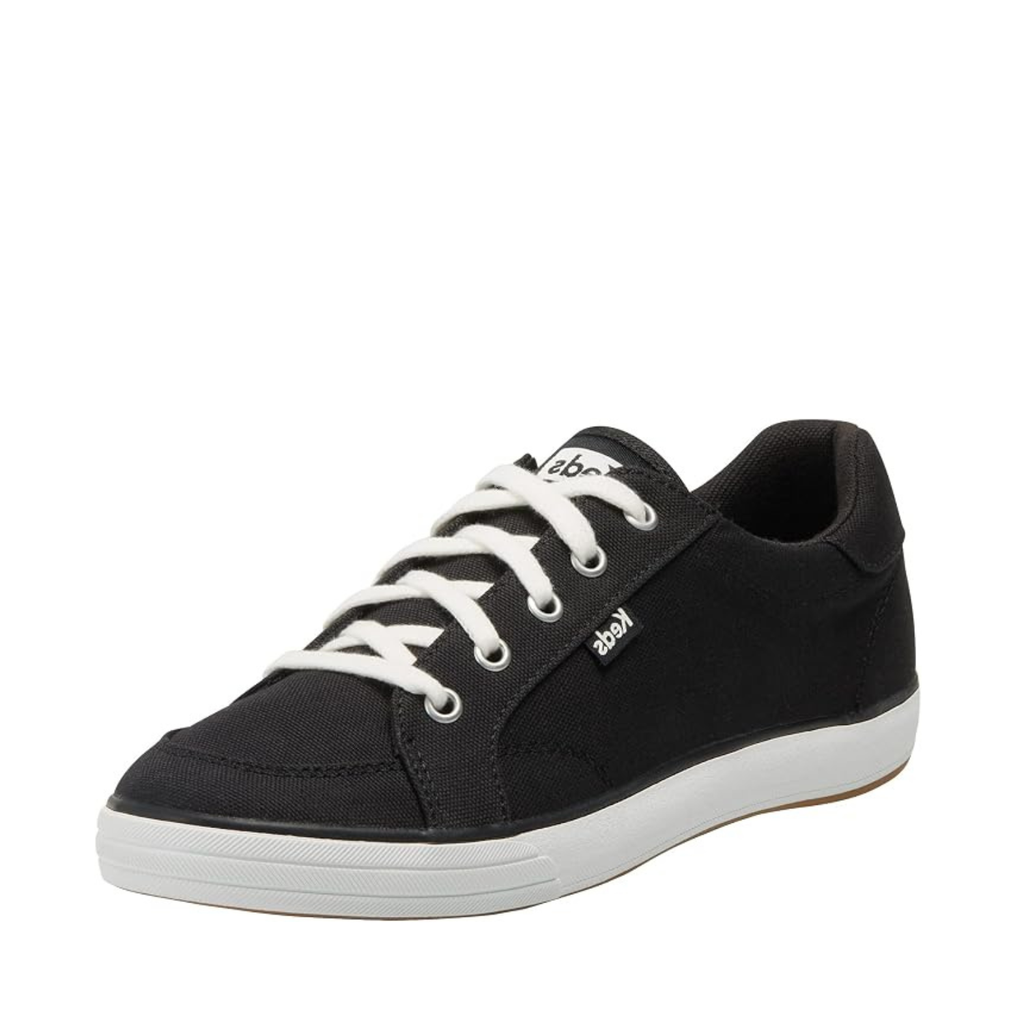 Keds Women's Center III Canvas Sneaker - Black - Lace-Up, Softerra Footbed, Court Style