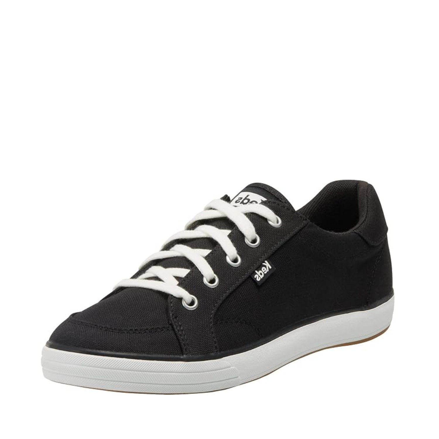 Keds Women's Center III Canvas Sneaker - Black - Lace-Up, Softerra Footbed, Court Style