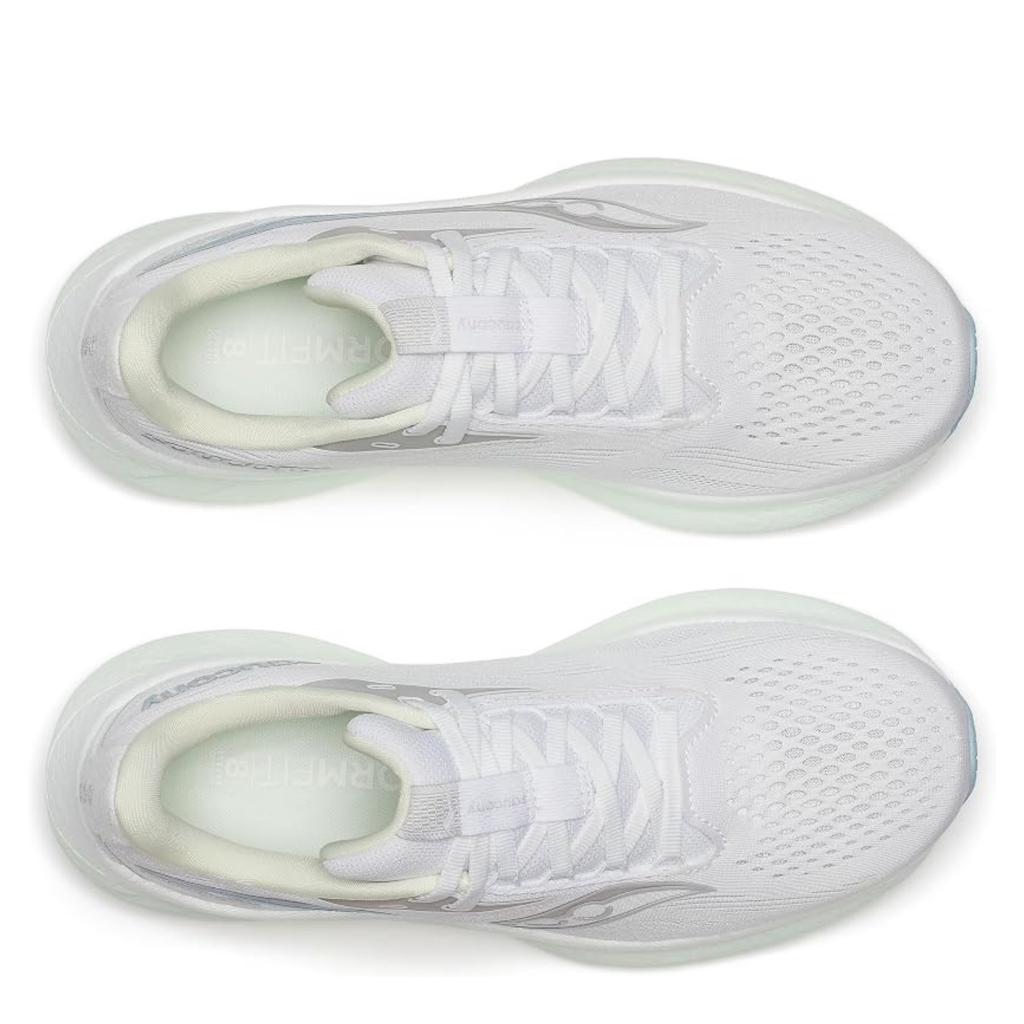 Saucony Women's Ride 18 Running Shoe - White/Lettuce - PWRRUN+ Cushioning, Neutral Daily Trainer