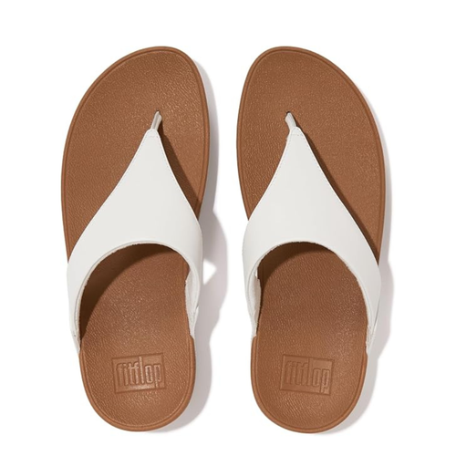 FitFlop Women's Lulu Leather Toe-Post Sandal - Urban White - Microwobbleboard Cushioning