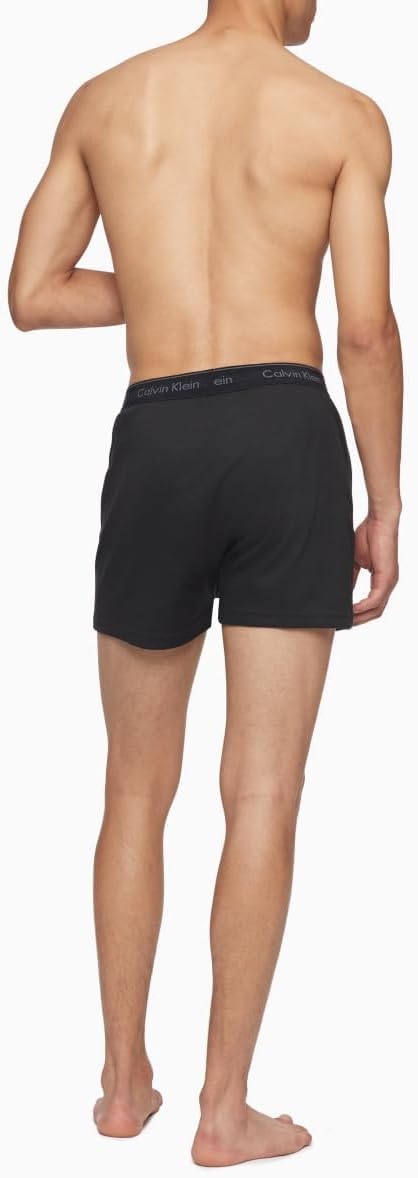 Calvin Klein Mens Cotton Classics Multipack Knit Boxers, Black