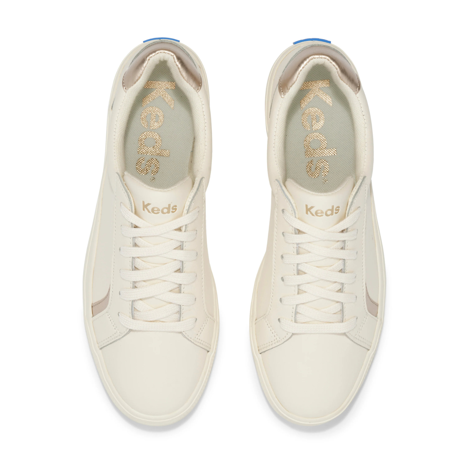 Keds Women's Pursuit Leather Lace-Up Sneaker - Egret/Champagne - Softerra Footbed, Modern Court