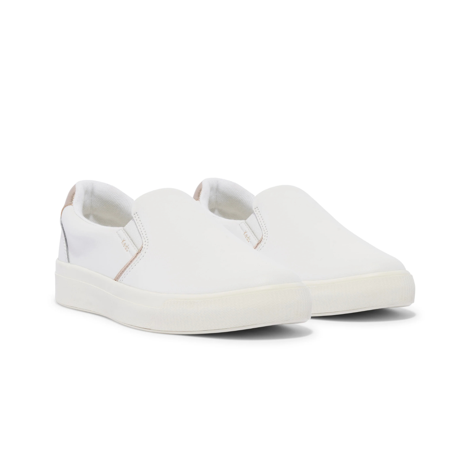 Keds Women's Pursuit Leather Slip-On Sneaker - Egret/Champagne - Softerra Footbed, Modern Court