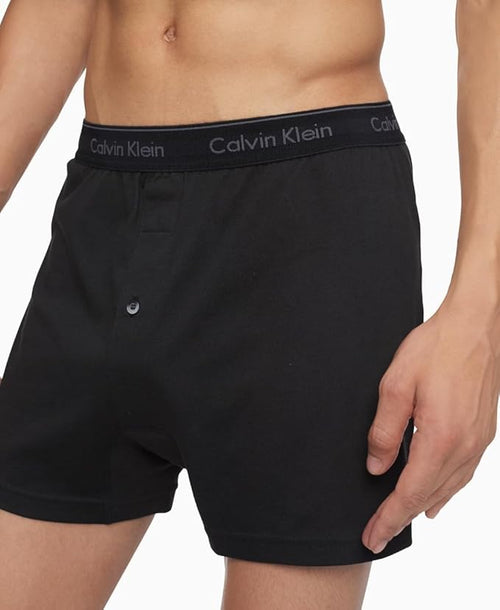 Calvin Klein Mens Cotton Classics Multipack Knit Boxers, Black