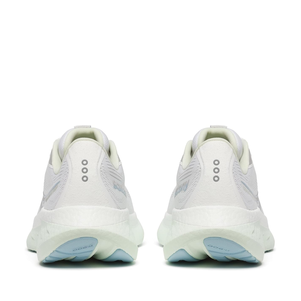 Saucony Women's Ride 18 Running Shoe - White/Lettuce - PWRRUN+ Cushioning, Neutral Daily Trainer