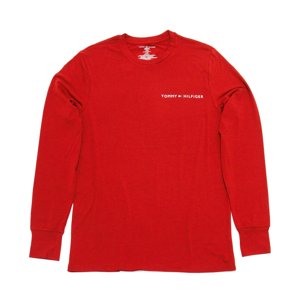 Tommy Hilfiger Men's Long Sleeve Crew Neck Tee, Beet Red