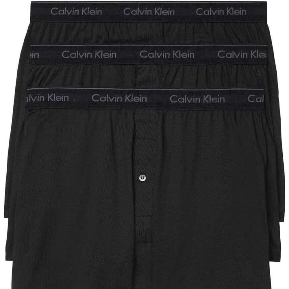 Calvin Klein Mens Cotton Classics Multipack Knit Boxers, Black