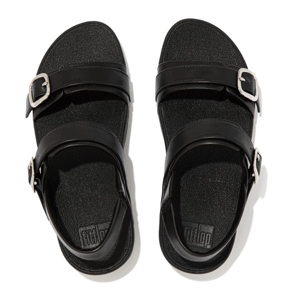FitFlop Lulu Adjustable Leather Back-Strap Sandals All Black