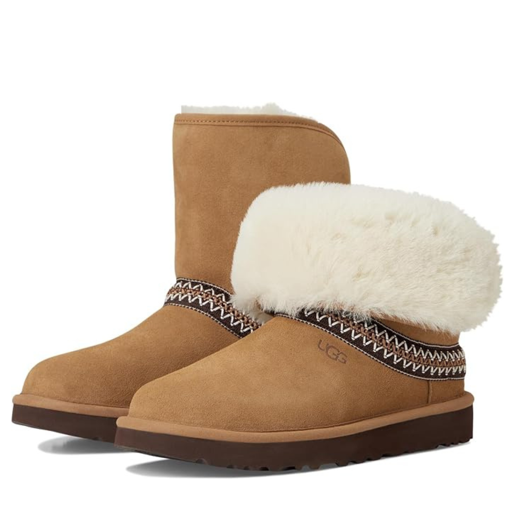 UGG Women's Classic Short Crescent Boot - Chestnut - Twinface Sheepskin, Foldable Shaft