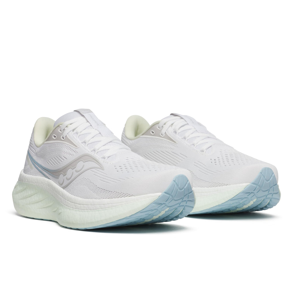 Saucony Women's Ride 18 Sneaker, White/Lettuce, 6.5