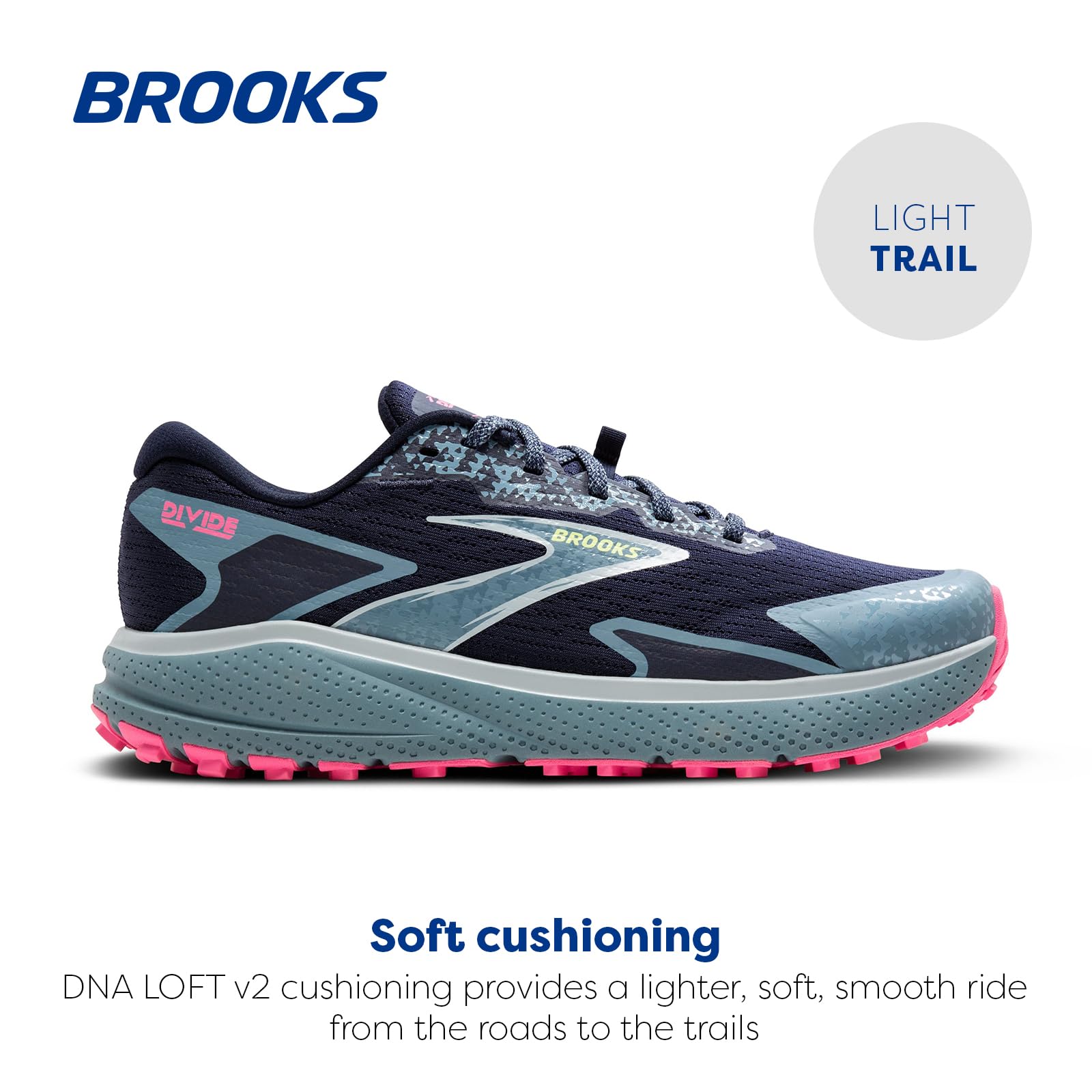 Brooks Women’s Divide 5 Trail Running Shoe - Peacoat/Black/Pink