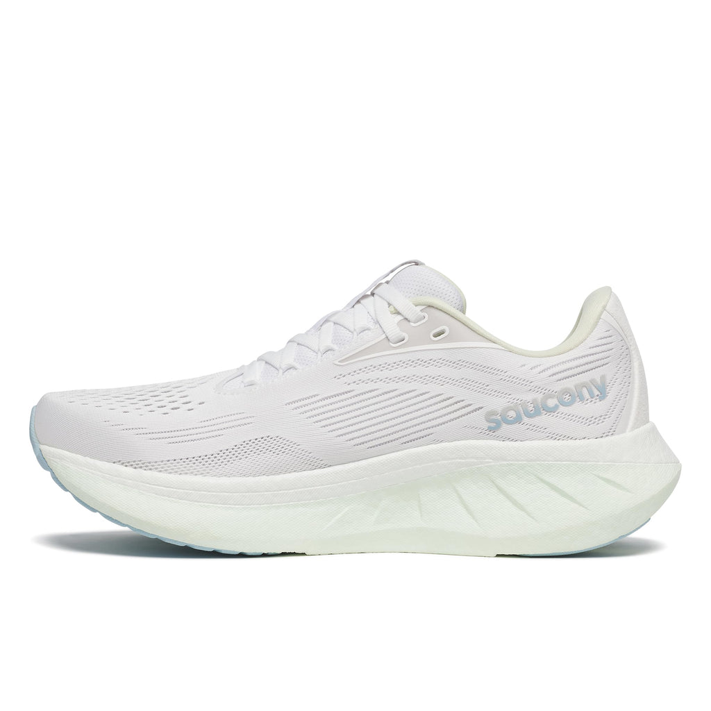 Saucony Women's Ride 18 Sneaker, White/Lettuce, 6.5