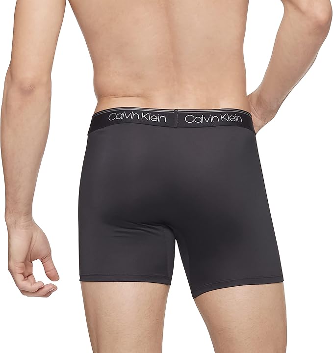 Calvin Klein Mens Micro Stretch 3-Pack Boxer Brief, Black, RED, Convoy