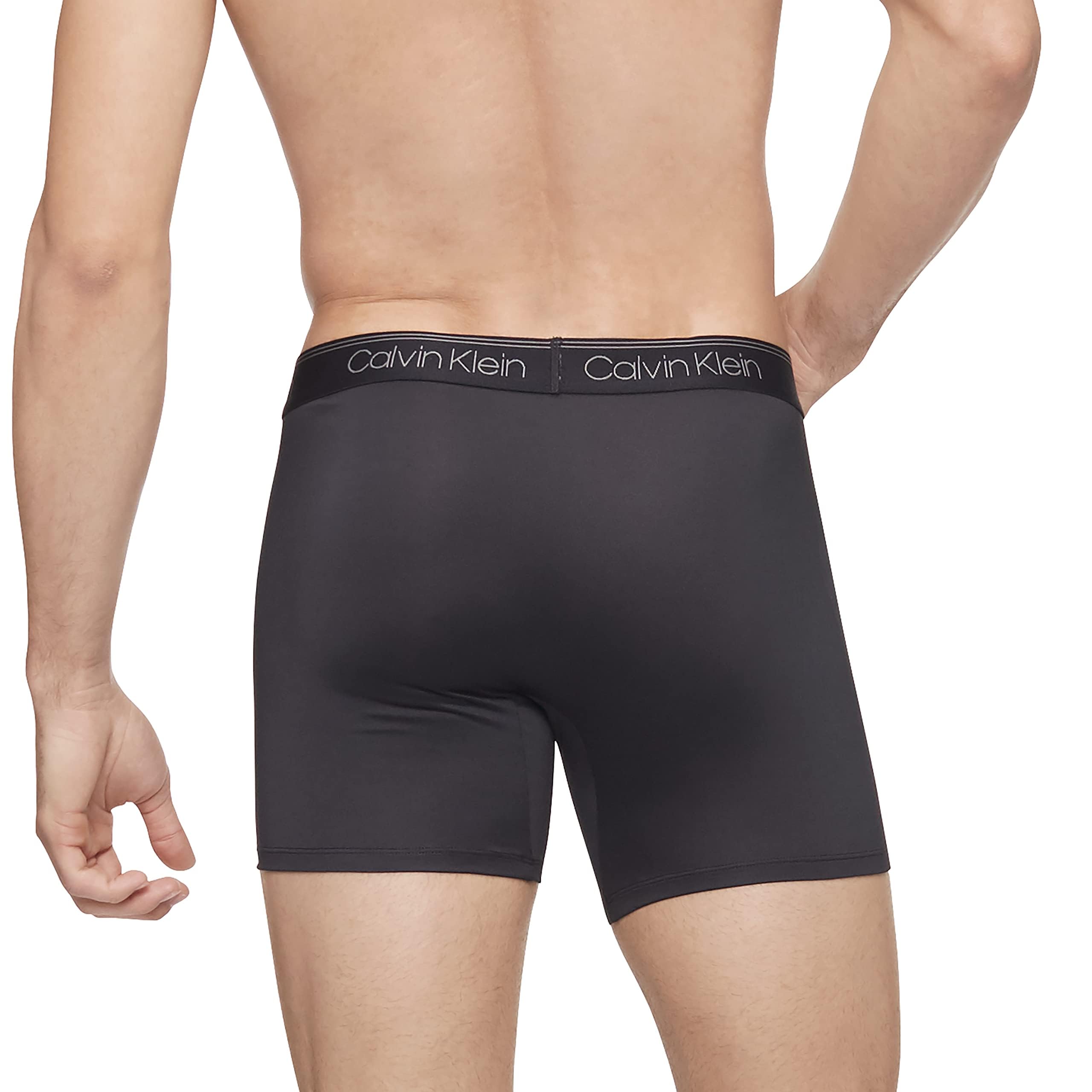 Calvin Klein Mens Micro Stretch 3-Pack Boxer Brief, Black, RED, Convoy