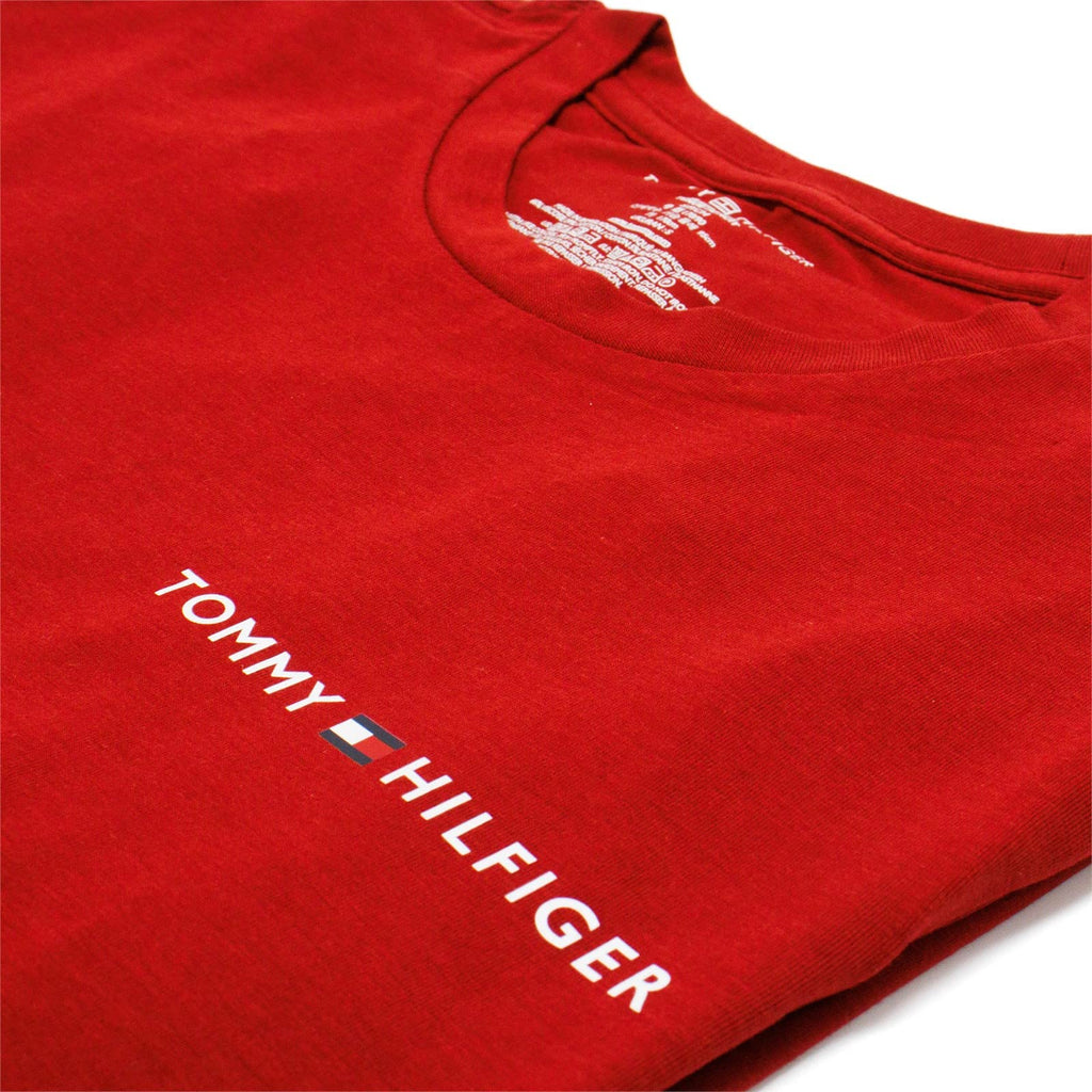 Tommy Hilfiger Men's Long Sleeve Crew Neck Tee, Beet Red