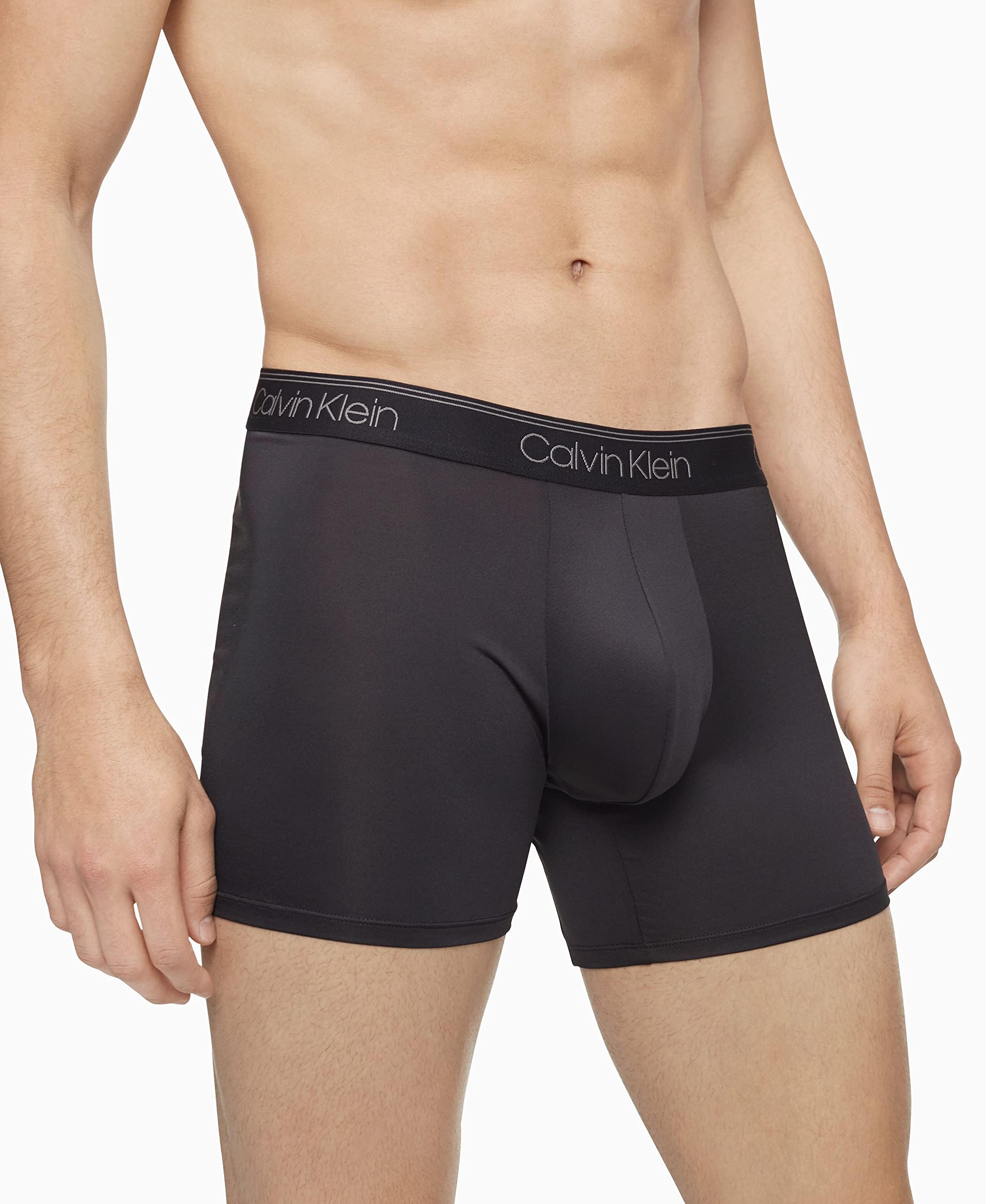 Calvin Klein Mens Micro Stretch 3-Pack Boxer Brief, Black, RED, Convoy