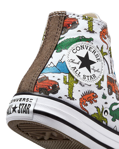 Converse Kids Chuck Taylor All Star Desert Explorer, White/Engine Smoke/Green
