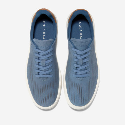 Cole Haan Mens Grand Crosscourt Daily Laser Sneakers, China Blue Nubuck / Golden Toffee / Ivory