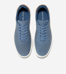 Cole Haan Mens Grand Crosscourt Daily Laser Sneakers, China Blue Nubuck / Golden Toffee / Ivory