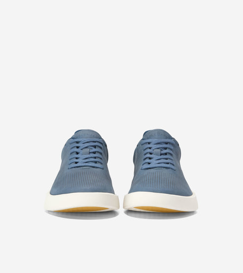 Cole Haan Mens Grand Crosscourt Daily Laser Sneakers, China Blue Nubuck / Golden Toffee / Ivory