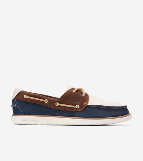 Cole Haan Mens Grandpro Windward Boat Shoe, Dk Sequoia/ Navy Blazer/ Ivory