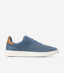 Cole Haan Mens Grand Crosscourt Daily Laser Sneakers, China Blue Nubuck / Golden Toffee / Ivory