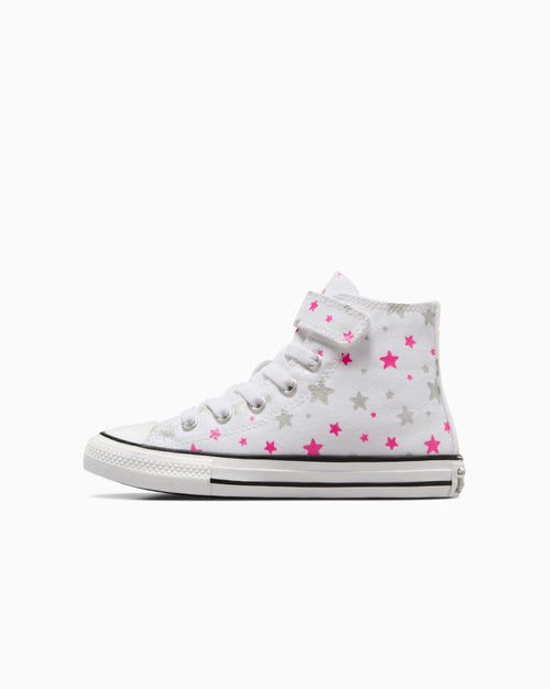 Converse Kids Hi 1V White Prime, Pink White Stars
