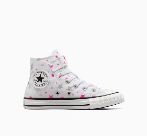 Kids Hi 1V White Prime, Pink White Stars