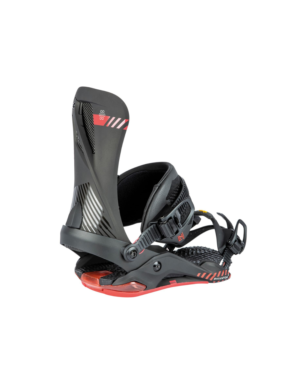 Nitro Phantom+ Men's Snowboard Bindings, Ultra Black and red