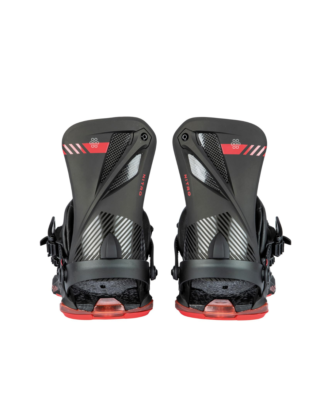 Nitro Phantom+ Men's Snowboard Bindings, Ultra Black and red