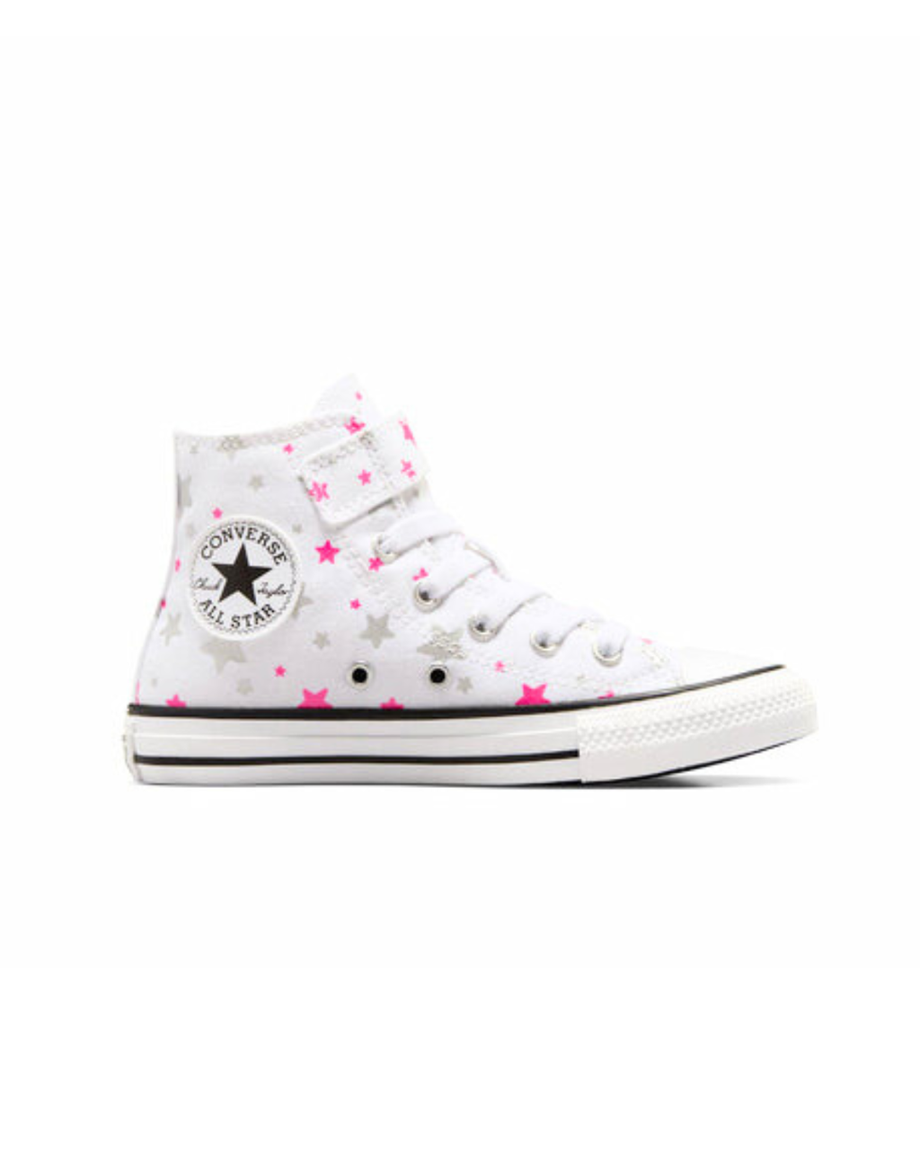 Converse Kids Hi 1V White Prime, Pink White Stars
