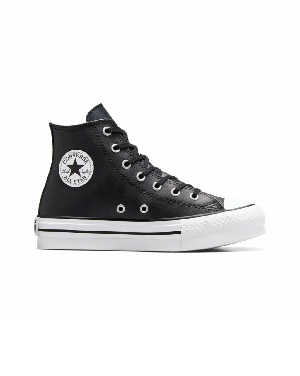 Converse Little Kids Chuck Taylor All Star EVA Lift Leather Platform, Black/Natural Ivory/White