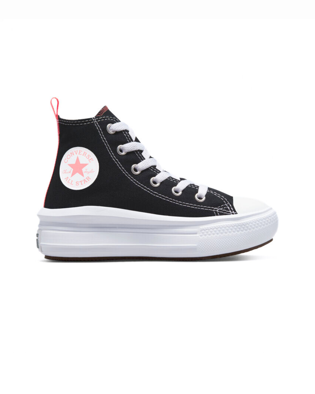 Converse Kids Chuck Taylor All Star Move Color Pop Platform, Black/Pink Salt/White