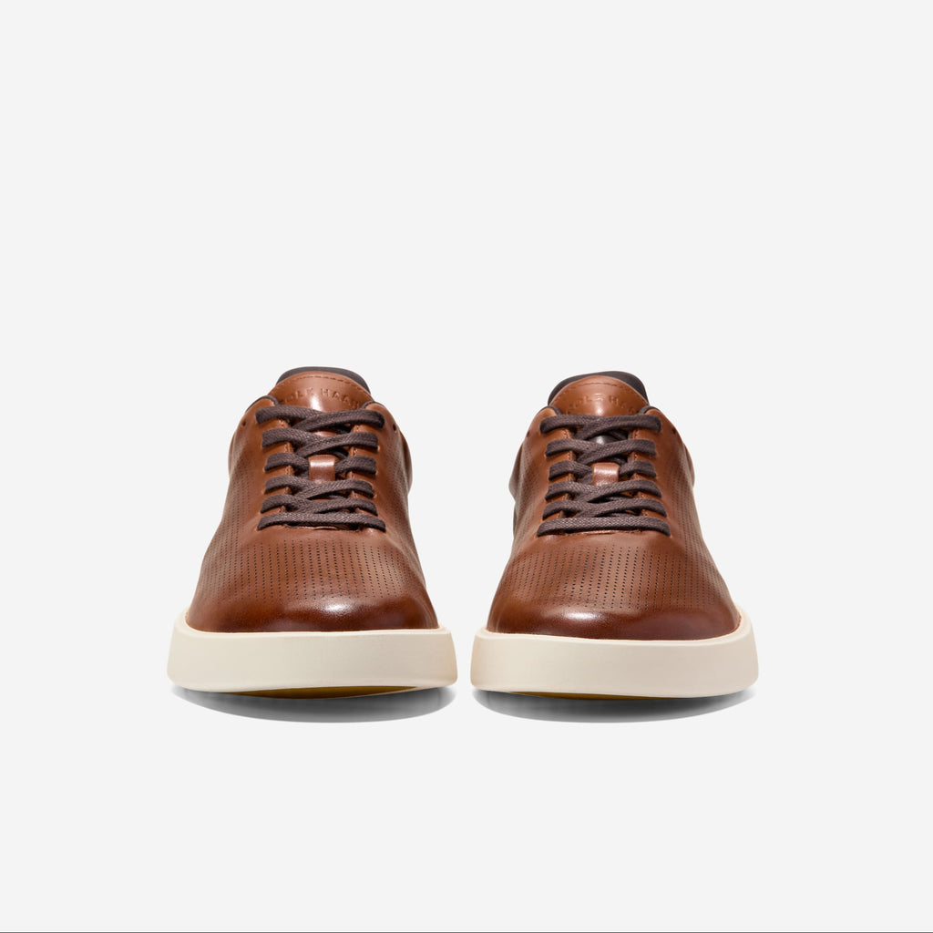 Cole Haan Mens Grand Crosscourt Daily Laser Sneakers, British Tan / Dk Chocolate / Ivory