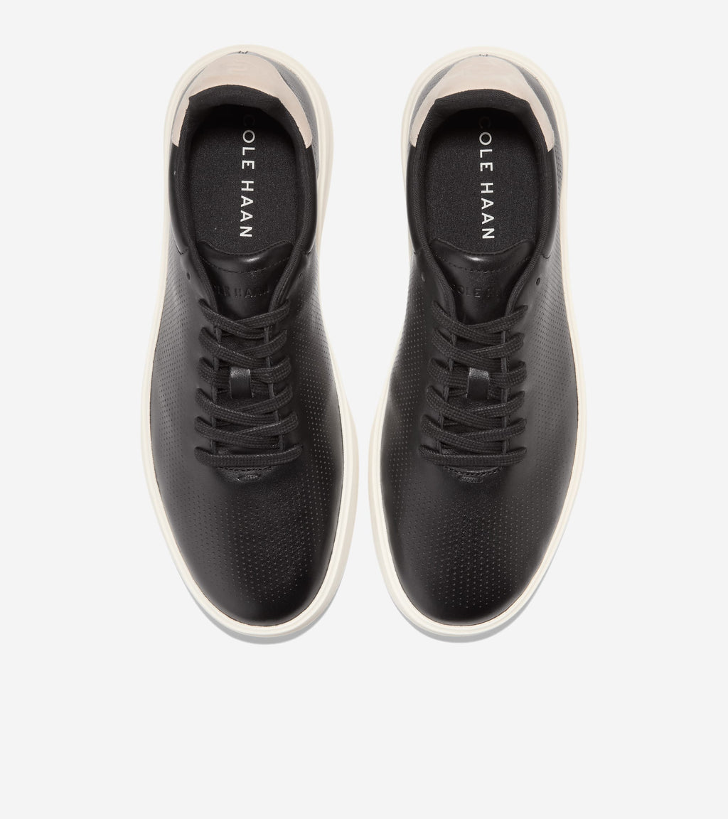 Cole Haan Mens Grand Crosscourt Daily Laser Sneakers, Black / Ancient Scroll / Ivory