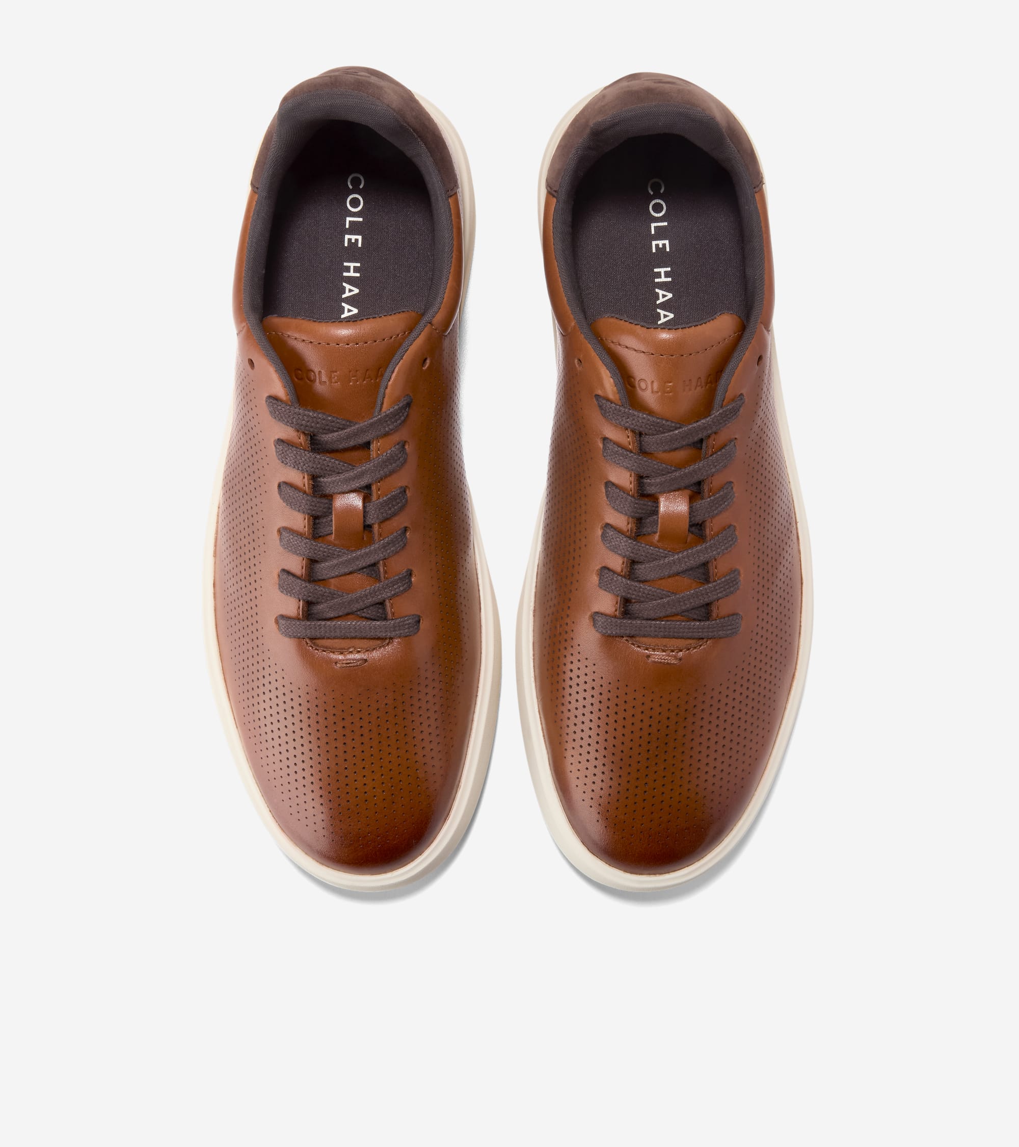 Cole Haan Mens Grand Crosscourt Daily Laser Sneakers, British Tan / Dk Chocolate / Ivory