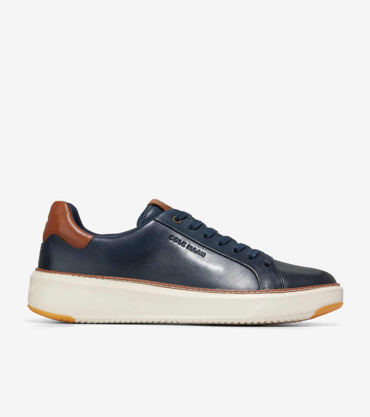 Cole Haan Mens Grandpro Topspin Sneaker, Navy Blazer Lthr/British Tan/Ivory