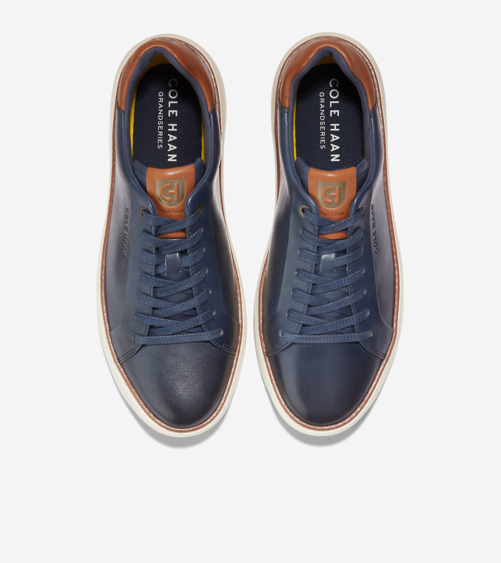 Cole Haan Mens Grandpro Topspin Sneaker, Navy Blazer Lthr/British Tan/Ivory